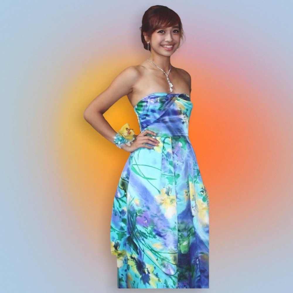 Strapless Daffodil Formal Dress (blue, green, aqua, yellow)